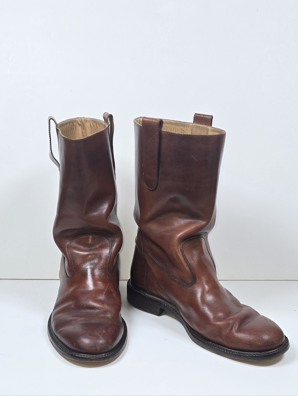 Billy Reid Kentwood Roper Pull On Italian Leather Boots Men's Sz.9 Luxury